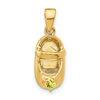 14K Gold Engravable Baby Shoe Charm with Synthetic November Birthstone