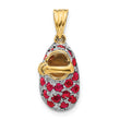 14K Gold & Ruby Baby Shoe Charm with Rhodium Accents Birthstone for July