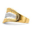 14K with Rhodium Polished Triple Wave Cut-out Ring