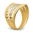 14K with Rhodium Polished Triple Wave Cut-out Ring