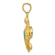 14K Gold Polished Blue Opal Turtle Pendant Elegant, Lab-Created Gem
