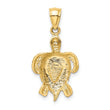 14K Gold Polished Blue Opal Turtle Pendant Elegant, Lab-Created Gem