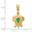 14K Gold Polished Blue Opal Turtle Pendant Elegant, Lab-Created Gem