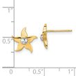 14k w/Rhodium Starfish Post Earrings