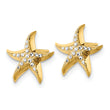 14k w/Rhodium Starfish Post Earrings