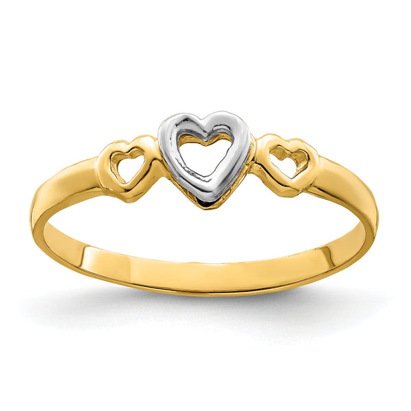 14k Two-tone Gold Hearts Ring