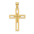 14k Beaded & Polished Double Cross Pendant