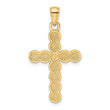 14K Polished & Beaded Circles Cross Pendant