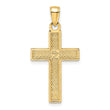 14K Polished & Textured Cross Pendant