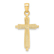 14K Polished & Textured Fancy Cross Pendant