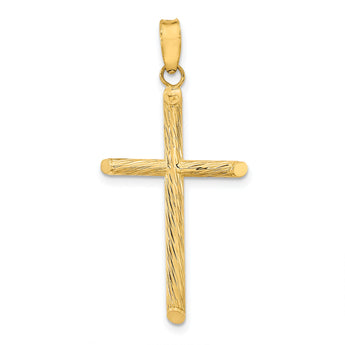 14K Polished & Textured Fancy Cross Pendant