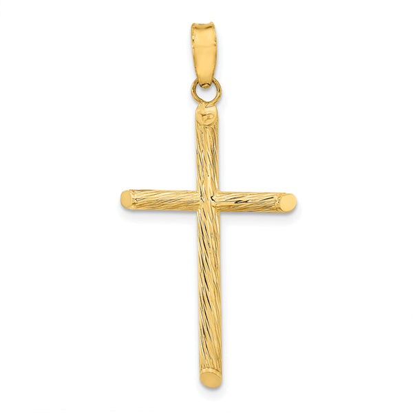14K Polished & Textured Fancy Cross Pendant