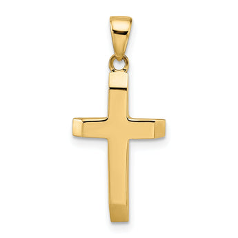 14K Polished Tapered Ends Hollow Cross Pendant