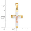 14k Yellow and Rose Gold with White Rhodium Beveled Medium Crucifix Pendant