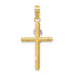 14K w/White Rhod Polished & Textured INRI Crucifix Cross Pendant