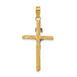 14K w/White Rhod Polished & Textured INRI Crucifix Cross Pendant