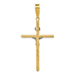 14K w/White Rhod Polished & Textured INRI Crucifix Cross Pendant