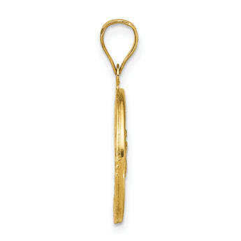 14K Rose and White-plated Polished CZ Baguettes Mary Round Pendant