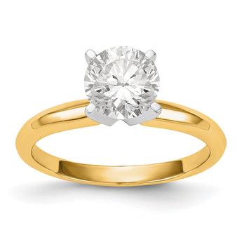 14k Two-tone 1/2 carat Round VS/SI GH Lab Grown Diamond Solitaire Lightweight Knife Edge/Half-Round 4 Prong Ring