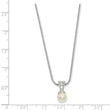 Rhodium-Plated Simulated Pearl CZ Pendant Necklace Elegant 18-Inch