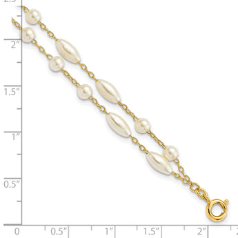 7.25in Gold-plated Kelly Waters Two Strand Simulated Pearl Bracelet - Birthstone Company