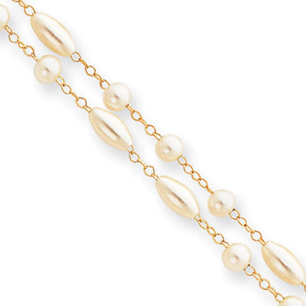 7.25in Gold-plated Kelly Waters Two Strand Simulated Pearl Bracelet