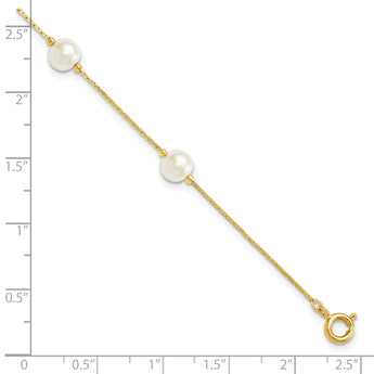 7.25in Gold-plated Kelly Waters White Simulated Pearl Bracelet - Birthstone Company