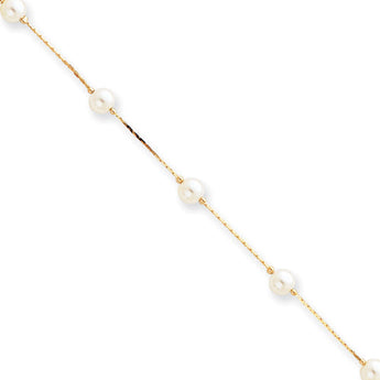 7.25in Gold-plated Kelly Waters White Simulated Pearl Bracelet