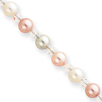 7.25in Rhodium-plated Kelly Waters Multicolored Simulated Pearl Bracelet