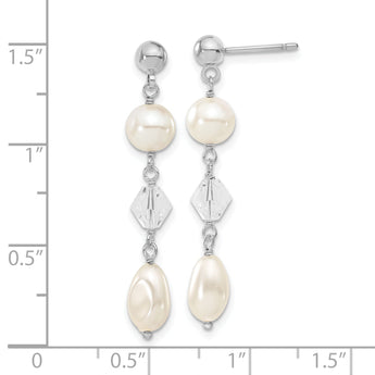 Kelly Waters Rhodium-Plated Simulated Pearl and Crystal Drop Earrings Polished, Elegant Design