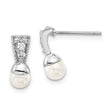 Kelly Waters Silver-tone Dangle Earrings with Simulated Pearl & CZ in Gift Box
