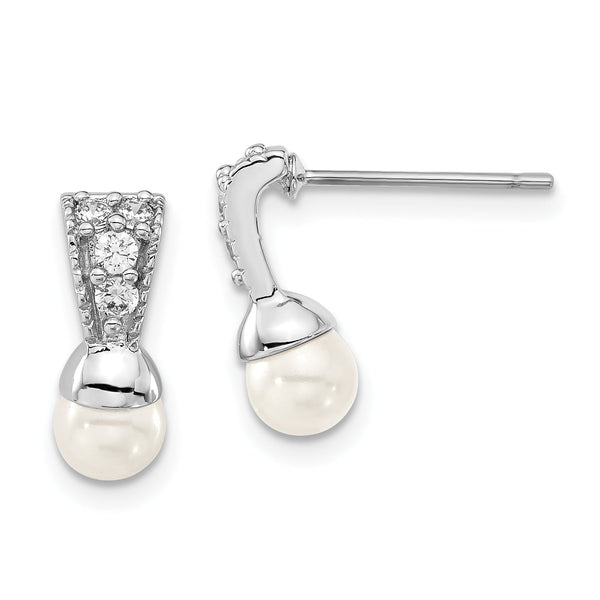 Kelly Waters Silver-tone Dangle Earrings with Simulated Pearl & CZ in Gift Box