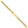 Kelly Waters Stainless Steel Yellow PVD Plated Red Epoxy Medical ID 7.25 inch Engravable Bracelet - Birthstone Company