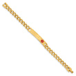 Kelly Waters Stainless Steel Yellow PVD Plated Red Epoxy Medical ID 7.25 inch Engravable Bracelet - Birthstone Company