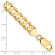 14K 7 inch 7.5mm Open Concave Curb with Lobster Clasp Bracelet