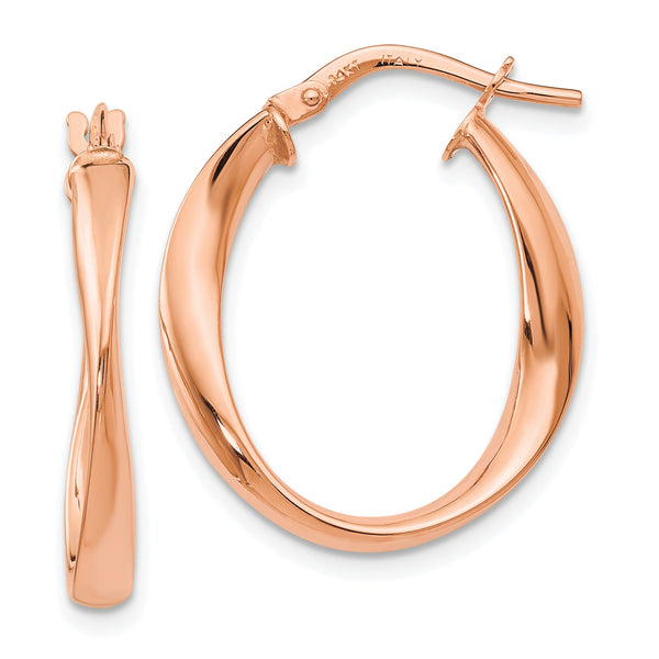 14K Rose Gold Polished Hoop Earrings