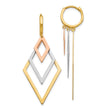 14K Tri-Color Dangle Hoop Earrings