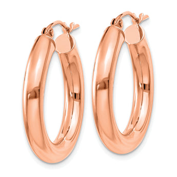 14k Rose Gold Polished 4mm Polished Hoop Earrings
