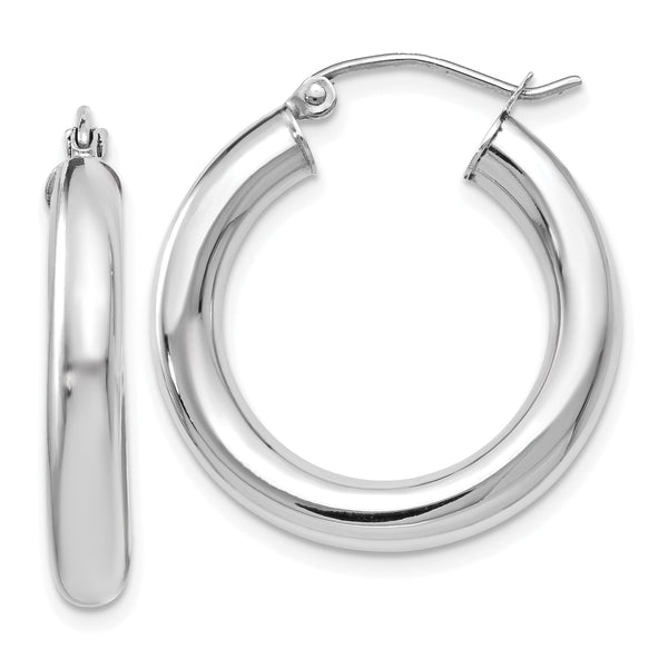 14K White Gold Polished Lightweight Hoop Earrings