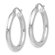 14K White Gold Polished Lightweight Hoop Earrings
