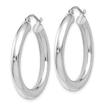 14K White Gold Polished Lightweight Hoop Earrings