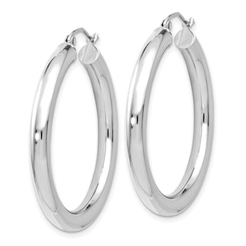 14K White Gold Polished Lightweight Hoop Earrings