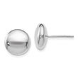 14K White Gold Polished Button Post Earrings