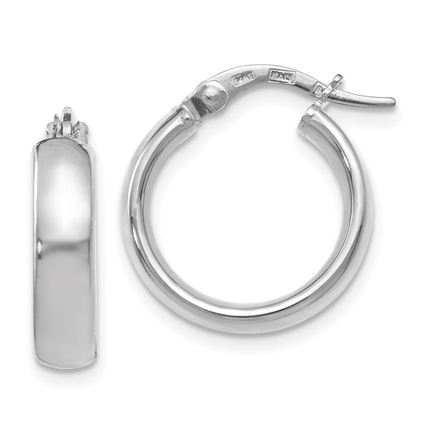 14K White Gold Polished Hoop Earrings