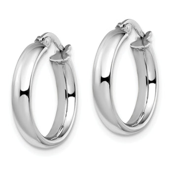 14K White Gold Polished Hoop Earrings