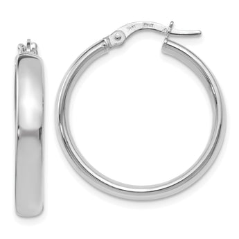 14K White Gold Polished Hoop Earrings