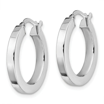14K White Gold Polished Hoop Earrings