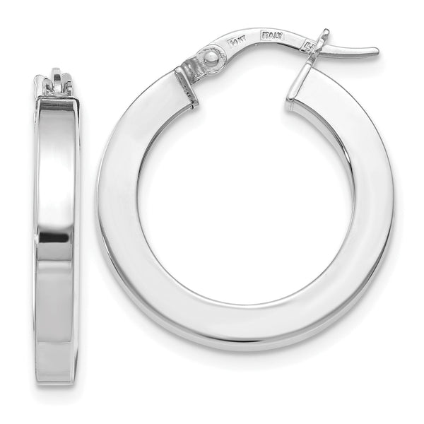 14K White Gold Polished Hoop Earrings
