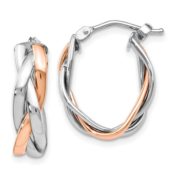 14K White Gold Rose Rhodium-plated Hoop Earrings