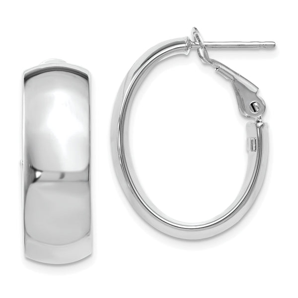 14K White Gold Polished Hoop Earrings